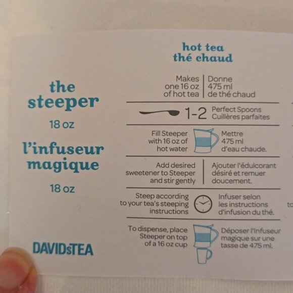 New Davids Tea clear Steeper 18 oz NWT - Picture 6 of 10